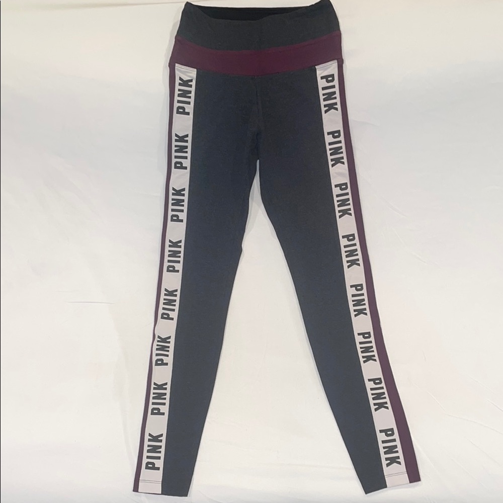 VS PINK Yoga Leggings - Charcoal and Maroon